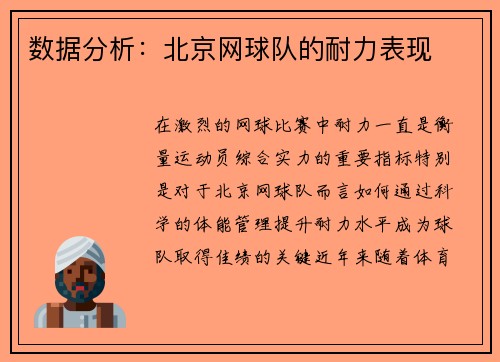 数据分析：北京网球队的耐力表现