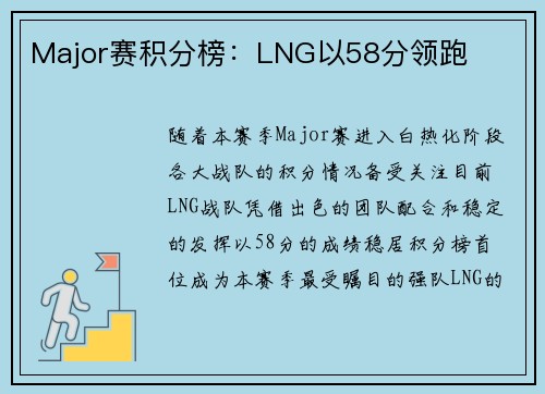 Major赛积分榜：LNG以58分领跑