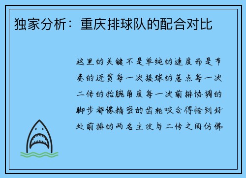 独家分析：重庆排球队的配合对比