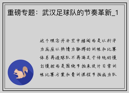 重磅专题：武汉足球队的节奏革新_1